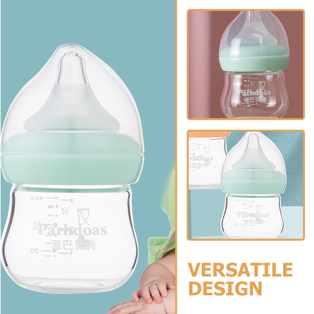 LULULION Wide Neck Glass Bottle for Feeding Milk Water and Medicine