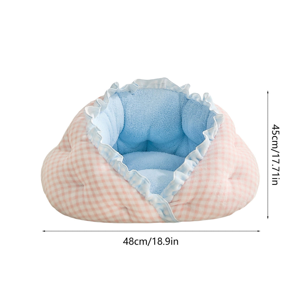 Reversible Winter Pet Bed and Mat Dual-Sided Plush Dog Cat Bed Removable Washable Cover for Crate Sofa or Floor