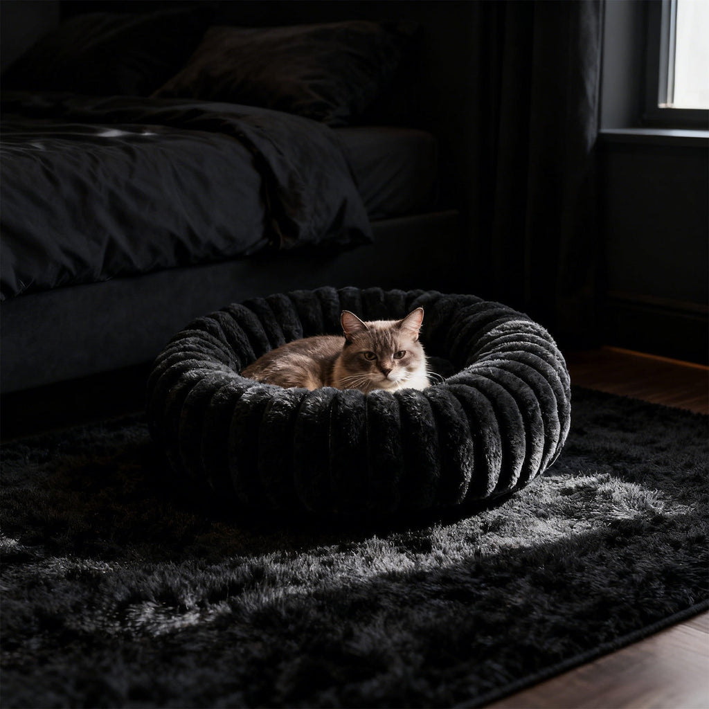 High Pile Plush Round Pet Bed Kennel Mat Extra Dog Cat Bed with Raised Edge for Small Medium Pets