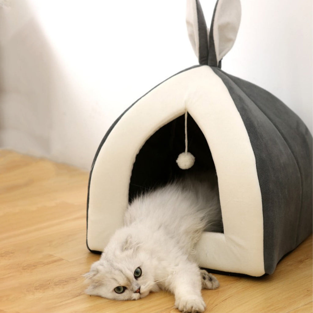 Washable Cat Bed &amp; Dog Bed, Semi-closed Bed for Small Medium Large Pets, Plush Cotton No Deformation Pet Bed on Clearance, Multipleon (11"x 11"x 10", Gray)