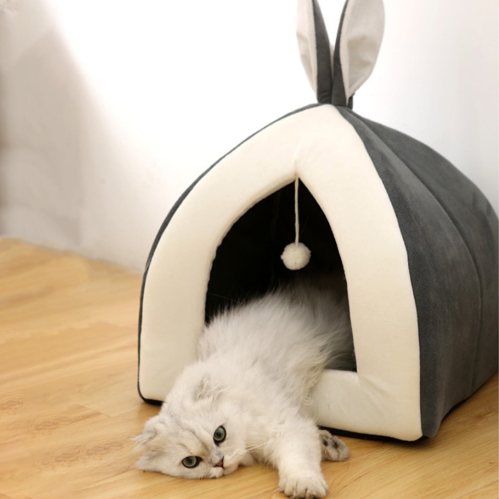 Washable Cat Bed &amp; Dog Bed, Semi-closed Bed for Small Medium Large Pets, Plush Cotton No Deformation Pet Bed on Clearance, Multipleon (11"x 11"x 10", Gray)