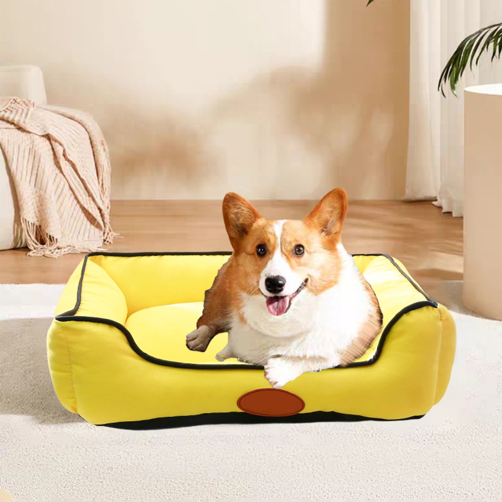 Dog Bed for Large Medium Small Dogs, Rectangle Washable Sleeping Puppy Bed, Cat Beds for Indoor Cats, Pet Sofa Bed, Anti-Slip Bottom