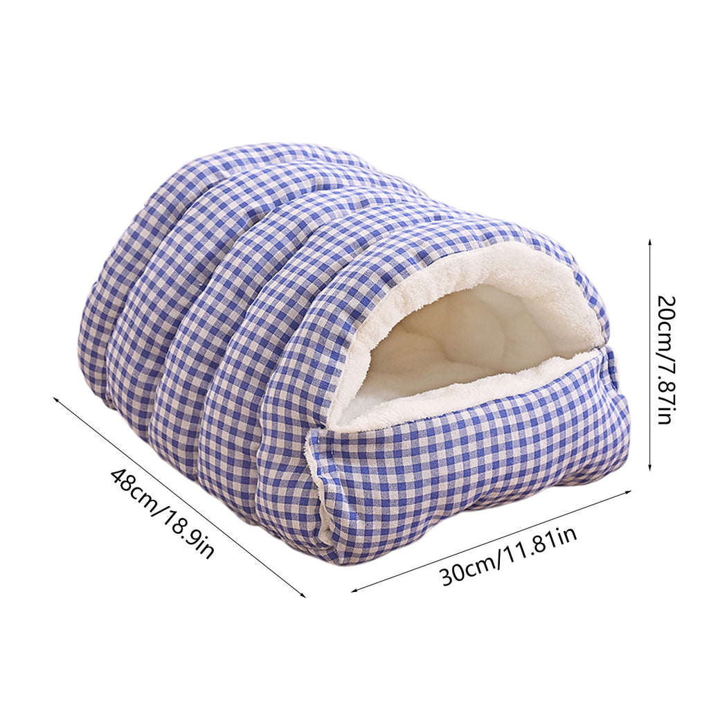 Winter Small Pet Bed - Washable Semi-Enclosed Cat/Dog Bed, Dual-Purpose (Open/Closed), Wear-Resistant Cloth, Fits Pets Under 5 lbs, Green, Compact 18.9x11.8x7.87in