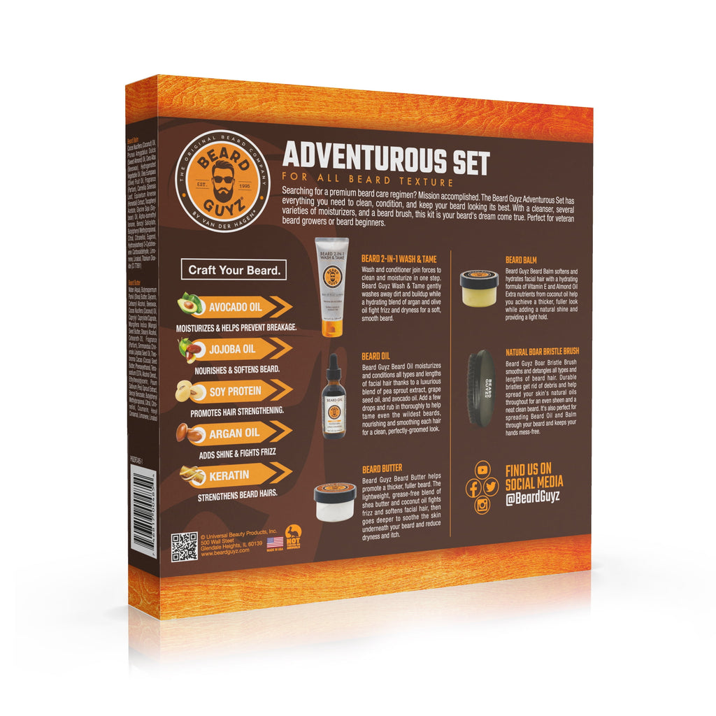 Adventurous Grooming Set, for All Beard Textures, Men, 5 Piece