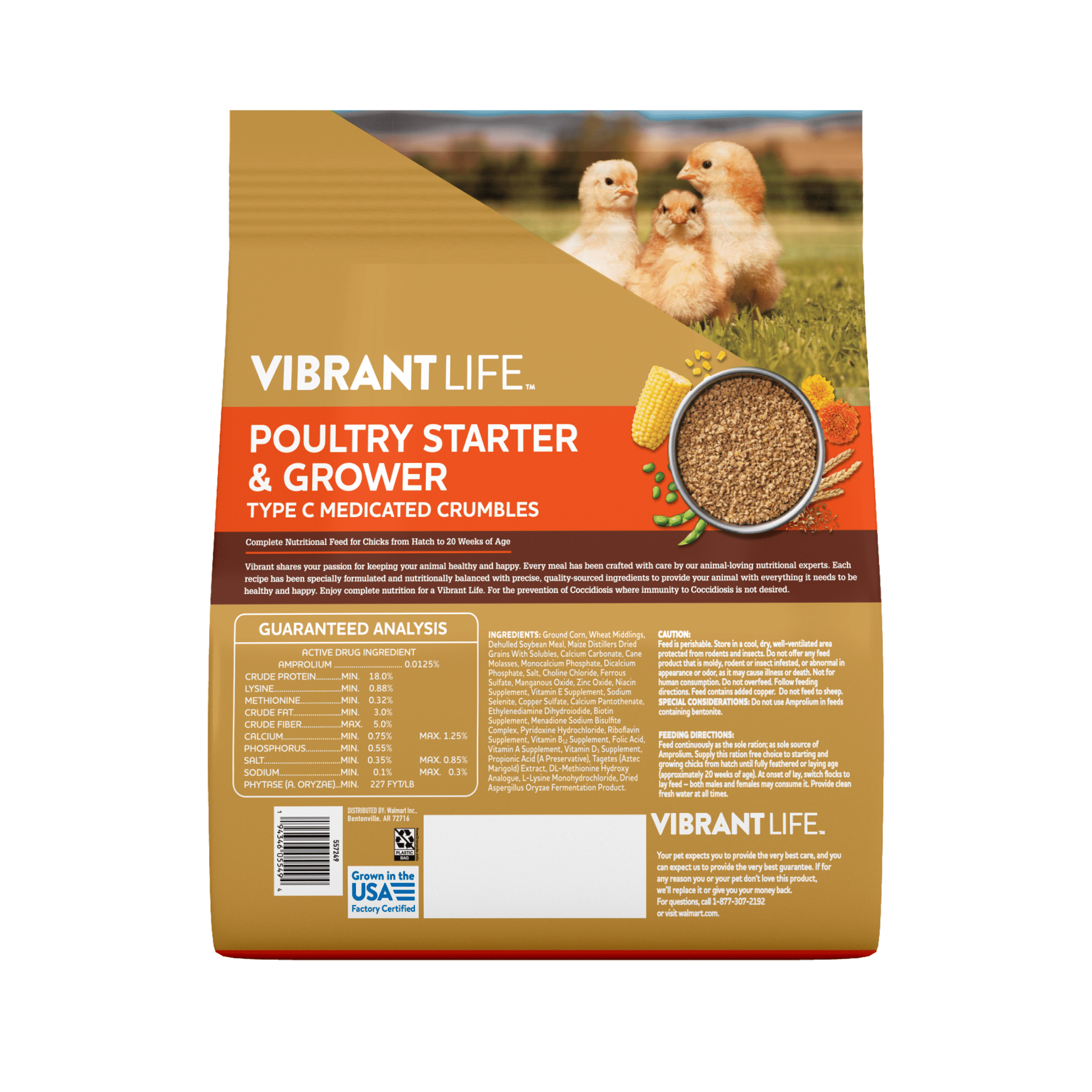 Poultry Starter and Grower Type C Medicated Crumbles, 5 lb Bag
