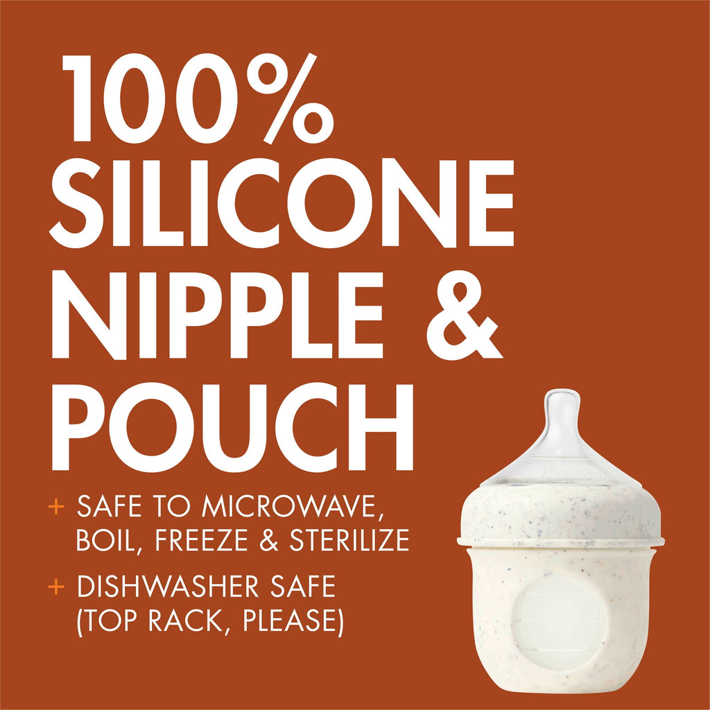 Nursh Silicone Pouch Baby Bottle, Air-Free Feeding, Pink Multi Pack 4 Oz 3 Pk