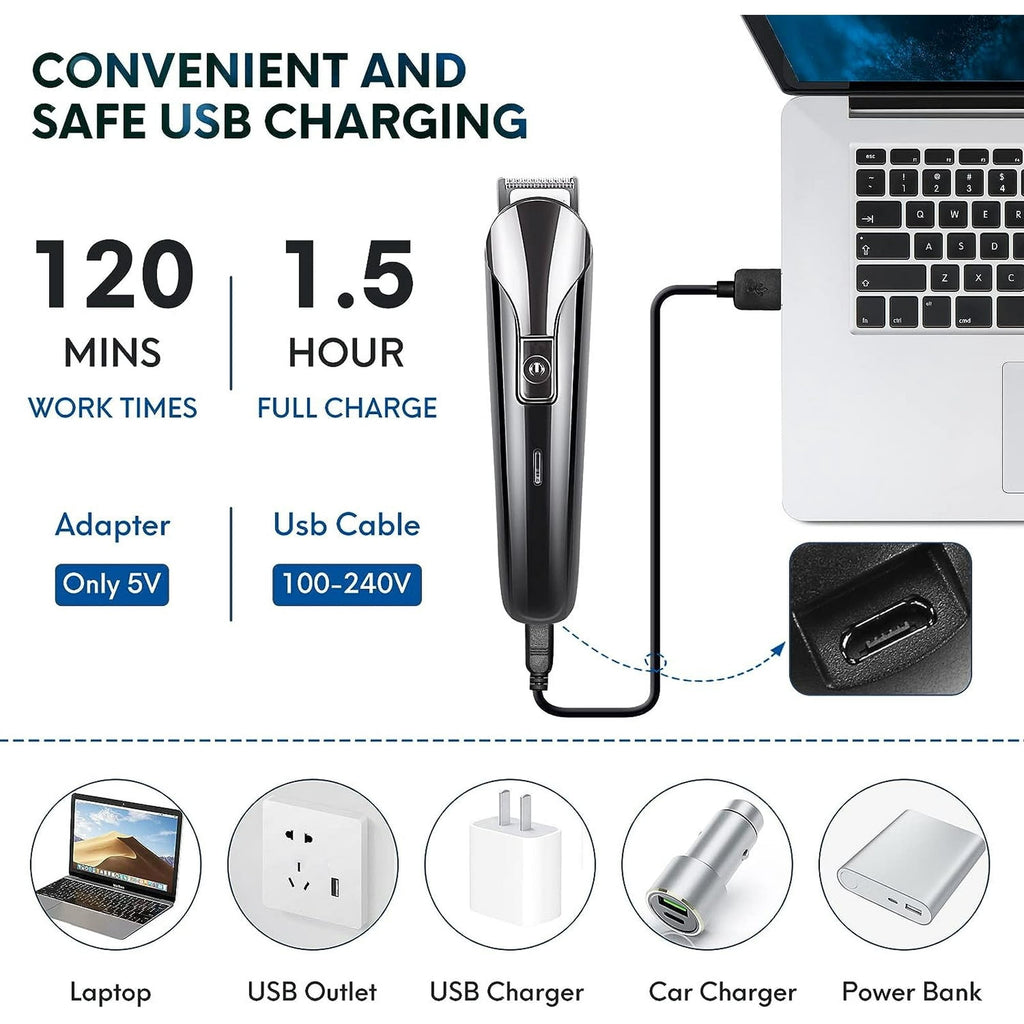 5 in 1 Hair Trimmer, Beard Trimmer for Men, Electric Razor, Cordless Shavers, Hair Clippers for Mustache Groin Body Hair, Painless Hair Removal, Grooming Kit for Men, Black