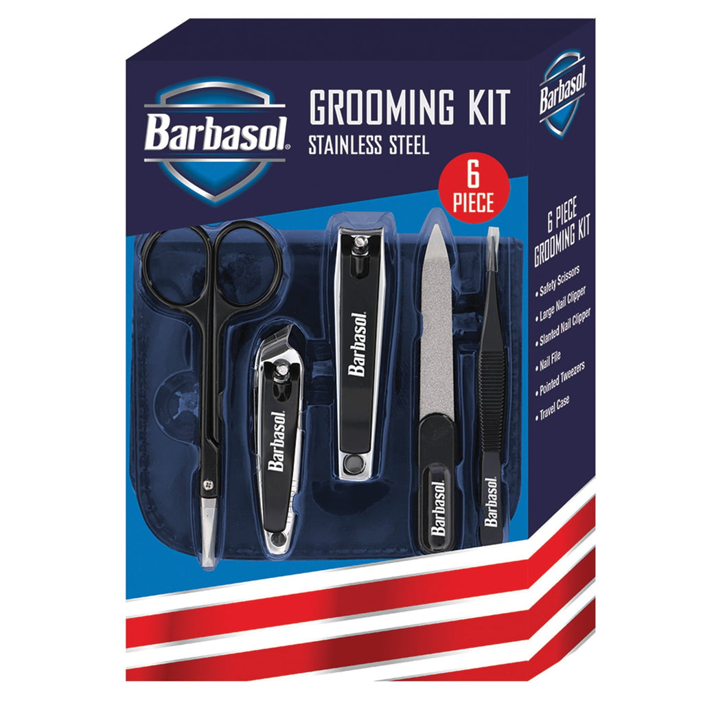 6-Piece Nail Grooming Kit, Safety Scissors, Large and Slanted Clipper, Pointed Tweezers, Nail File