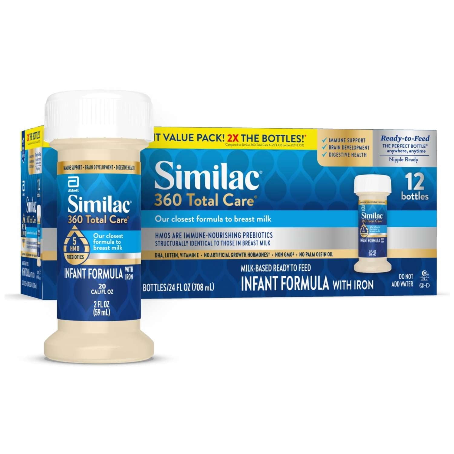 360 Total Care Ready-to-Feed Baby Formula, 2-fl-oz Bottle, Pack of 12