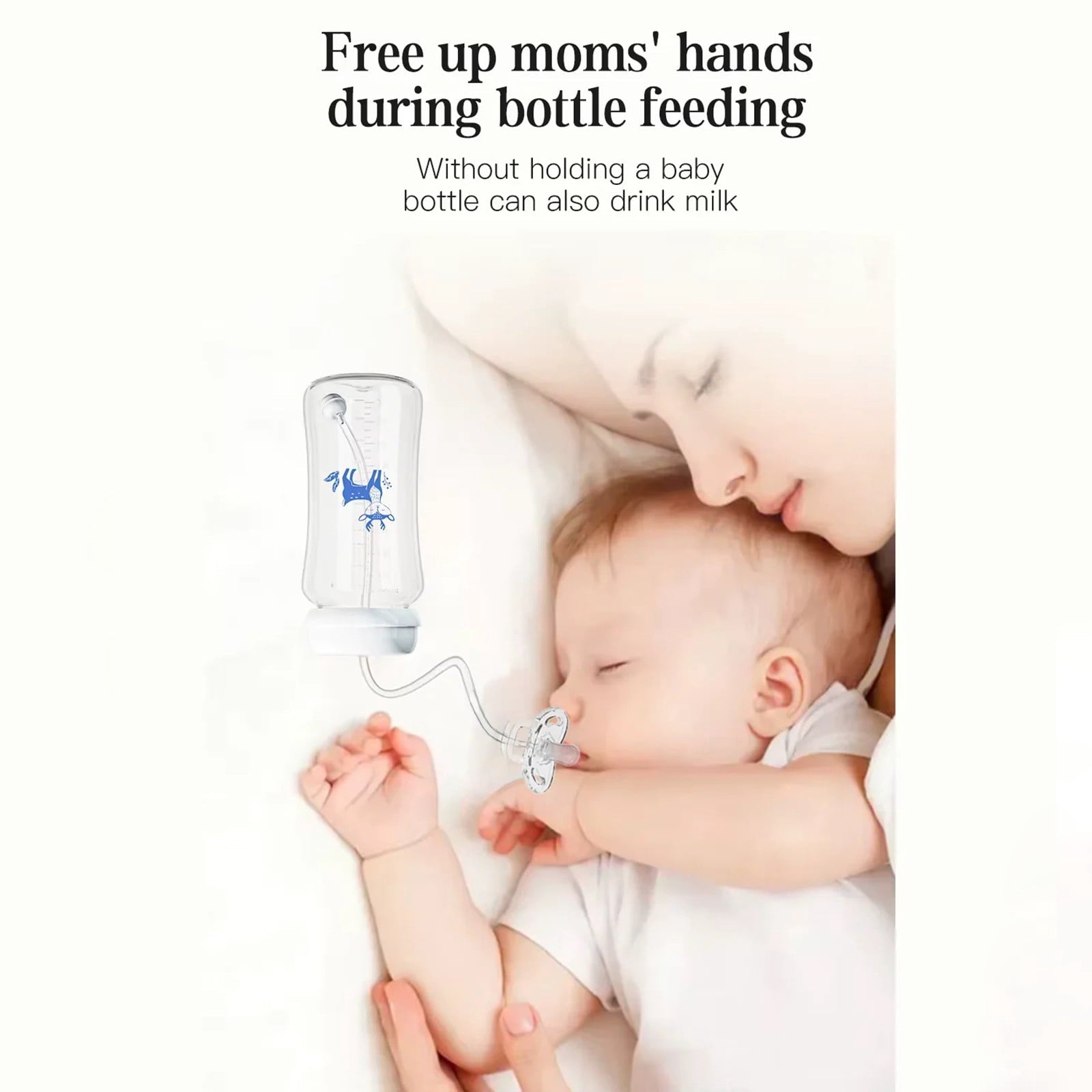 Hands-Free 8oz Milk Bottle with Tube Feeding System, Milk Bottle for Car Seat, Stroller, Fast Nipple for On-the-Go Parents, Pink, By VINOIC