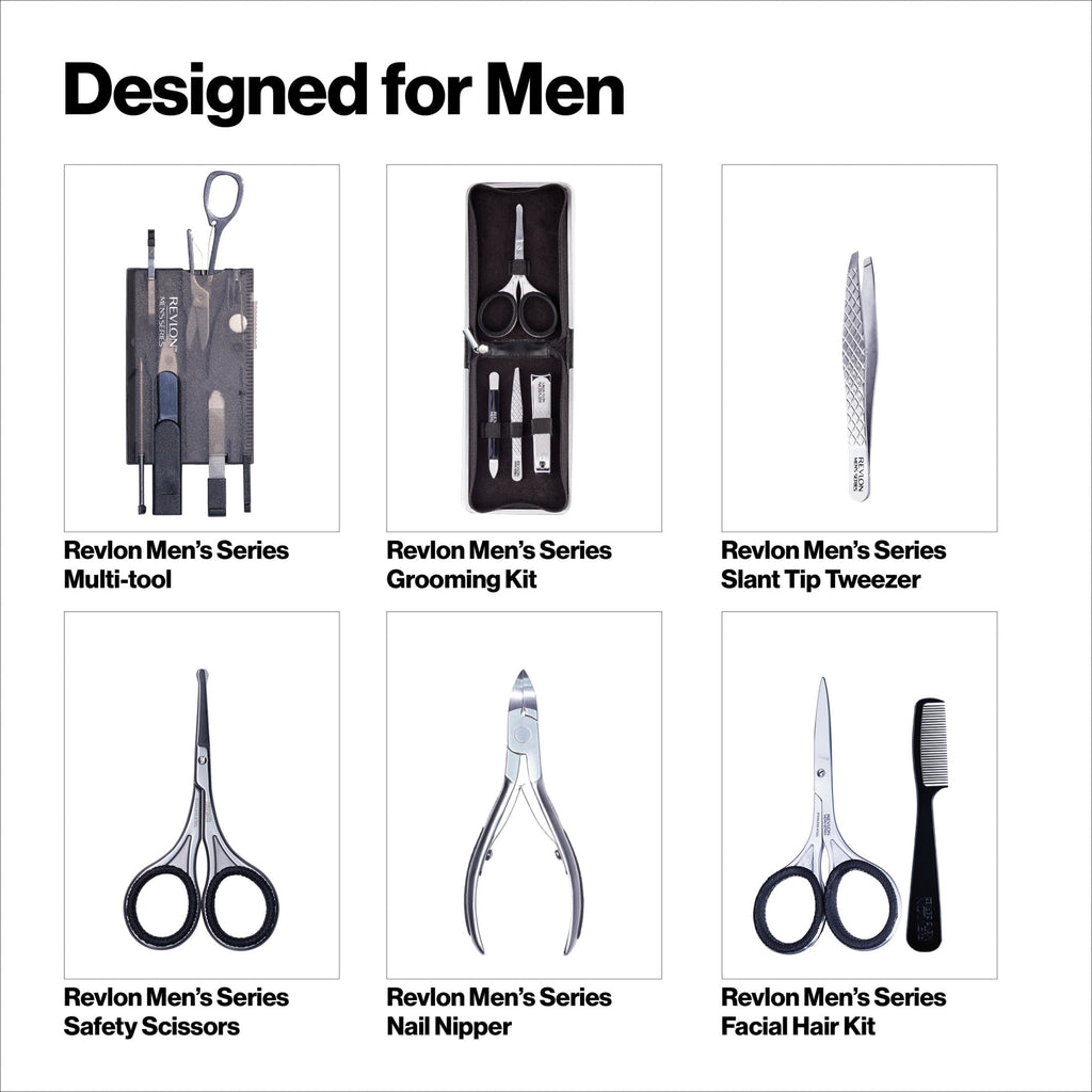 PR REV Men's Grooming Kit, Nail &amp; Facial Hair Care Travel Kit, 5 Pieces